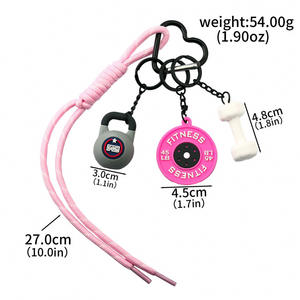 Porte-clés en silicone 3D, caoutchouc sport, PVC, pendentif de charme de fitness avec décoration de salle de sport pour les passionnés de fitness - Product Image 4