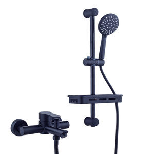 Grifo Triple Empotrado de Latón, Acero Inoxidable 304, Negro, Impermeable, Juego de Ducha para Baño, Estilo Rectangular Simple - Product Image 2