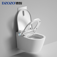 Toilette intelligente en céramique murale à siphon en S allongé, personnalisable et automatique, avec fonctions intelligentes