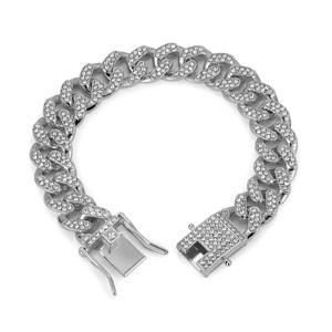 Kalung rantai untuk anjing dan kucing besar 7-30 inci perhiasan seng dapat disesuaikan berlian imitasi berkilau desain Kuba mewah Premium - Product Image 5