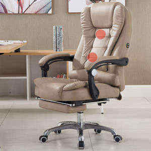 Hot Sell Brown PU Höhen verstellbarer <span class=keywords><strong>Boss</strong></span> Stuhl Soft Massage Büros tühle mit Fuß stütze - Product Image 6