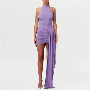 Dantelli Kurdele Süslemeli Elbise Kadın Askılı Sırtı Açık Kolsuz Dar Şeftali Kalça Gece Yarısı Balo Partisi Mini Bodycon Elbise - Product Image 4