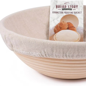 Ensemble de paniers à pain rond Banneton \ u2013 bol à pâte brotform en rotin fait à la main avec doublure en tissu, outils au levain cuisson Sup - Product Image 1