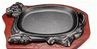 Wajan Besi Cor Battleaxe Steak 21/24cm Anti Lengket-Basis Kayu Merah-Kompatibel Kompor Gas-Gaya Amerika