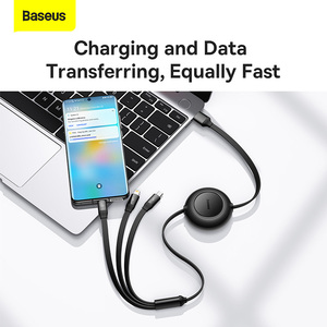 <span class=keywords><strong>Cable</strong></span> de Carga Rápida Retráctil 3 en 1 <span class=keywords><strong>Baseus</strong></span> Bright Mirror Serie 2, <span class=keywords><strong>USB</strong></span> a M+L+C, 66W, 1.1m, para Todos los Teléfonos Inteligentes - Product Image 6