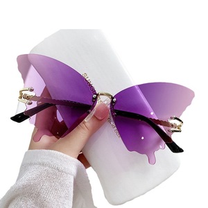 Butterfly Sunglasses For Women <b>Large</b> <b>Frame</b> Gradient Blue Lens UV400 Metal <b>Frame</b> Fashionable Street Style Outings Parties - Product Image 5