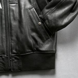 เสื้อแจ็กเก็ตหนังแท้สำหรับผู้ชายเสื้อเบสบอลปักลายปีกตรงจากโรงงาน - Product Image 4