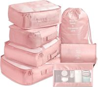 Cubes d'emballage de voyage unisexe de 7 pièces de haute qualité avec fermeture à glissière ensemble de sacs de rangement de bagages à la mode