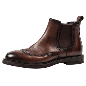 <strong>Brogue</strong> Style Premium Comfortable Handmade Durable Slip-On Genuine Leather Chelsea <strong>Boots</strong> for <strong>Men</strong> Party Daily Life - Product Image 2