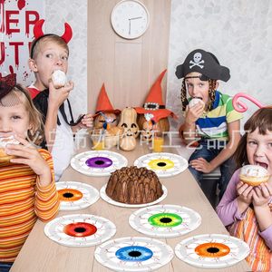 Halloween Themed <b>Disposable</b> Paper <b>Plates</b> Round Scary Eyeball Design Party Supplies Dinner Dessert <b>Plates</b> - Product Image 3