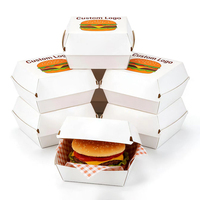 Boîtes d'emballage en carton kraft blanc de qualité alimentaire personnalisées, résistantes à l'huile, pour hamburgers à emporter, boîte à hamburger blanche