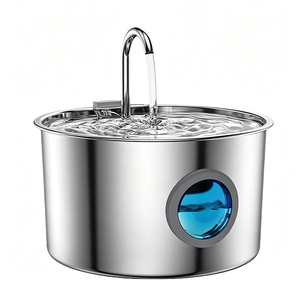Fontaine à eau pour animaux de compagnie en acier inoxydable à motif solide avec batterie rechargeable, distributeur d'eau automatique pour chats et chiens, utilisation en intérieur - Product Image 3