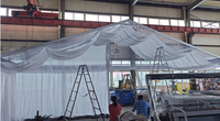 Photo réelle *Sans IA* Vente directe usine Tente de mariage transparente de 9 m de portée avec doublure blanche et structure en aluminium pour événements extérieurs