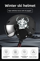Nouveau casque de ski à motif de dessin animé avec lunettes intégrées, casque de neige, casque de sport chaud pour le ski, pour enfants et adultes