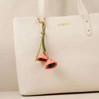 Gantungan Kunci Bunga Poppy dari Kulit PU Buatan Tangan dengan Paduan Seng, Aksesoris Tas, Carabiner, Gantungan Kunci, Liontin Koper, Ringan