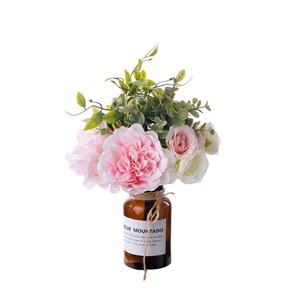 Bouquet de fleurs artificielles CallaFloral rose, vert, violet, camélia réaliste, décoration de mariage, décoration de la maison, style INS - Product Image 5
