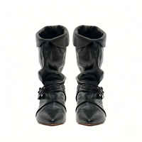 Bottines à talon épais pour femme avec logo personnalisé, en PU, à bout pointu, style décontracté, semelle en caoutchouc
