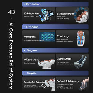 Fauteuil de <span class=keywords><strong>massage</strong></span> électrique 4D pliable portable moderne de luxe à gravité zéro avec coussin chauffant, écran LCD, Bluetooth, commande vocale intelligente - Product Image 4