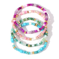 Mode été plage bijoux délicat pierre naturelle à la main classique macaron couleur coquille perlée Bracelet pour les femmes