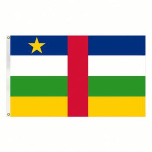Drapeau de la République centrafricaine en polyester 3x5 pieds à prix abordable et drapeaux nationaux avec deux œillets - Product Image 1