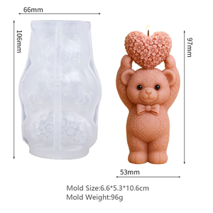 Love <b>Flower</b> <b>Bear</b> Silicone Candle Mold Reusable Casting Mould For Valentine Day DIY Aromatherapy Candle Gypsum Craft Home Decor - Product Image 3