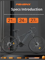 Vélo de montagne 26 pouces pour adultes unisexes, 24 vitesses, freins à disque doubles, amortisseur, tout-terrain