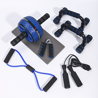 FDFIT Nouveau Kit Combiné Léger pour Exercices Abdominaux à Domicile : Roue Abdominale, Support de Pompes, Poignée et Corde de Traction