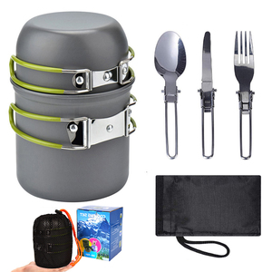 Outdoor Picknick Wandern Tragbares Edelstahl Mini Einzelbrenner Kochgeschirr-<span class=keywords><strong>Set</strong></span> mit Topf Schüssel und Tisch für <span class=keywords><strong>Camping</strong></span> - Product Image 1