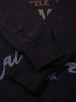 Suéter de punto informal de estilo callejero para hombre con texto de diseño de marca con logotipo impreso personalizado 100% algodón cuello redondo suéter de punto Suelto