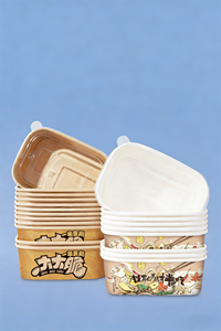 Многоразовый контейнер для еды из крафт-бумаги разных размеров: квадратная и восьмиугольная бумажная тарелка с крышкой для риса, салата, десертов и еды на вынос - Product Image 2