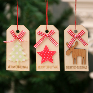 Nouvelles décorations de Noël, ornements de Noël en bois, pendentifs pour sapin de Noël, étiquettes en bois avec nœuds. - Product Image 3