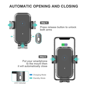 Chargeur de voiture sans fil à double bobine 15W PD avec support de téléphone à serrage automatique et <span class=keywords><strong>charge</strong></span> rapide pour Z <span class=keywords><strong>Flip</strong></span> <span class=keywords><strong>5</strong></span> 4 <span class=keywords><strong>3</strong></span> - Product Image 4