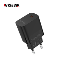 Chargeur mural rapide WISESIR 30W GaN USB-C PD3.0 PPS AC100-240V avec protection OTP pour téléphones, certifié CE FCC