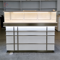 Vitrine de présentation de bijoux en forme de U carrée pour centre commercial, armoire modulaire en verre avec éclairage LED, tiroirs de rangement, vente au détail de bijoux, écologique