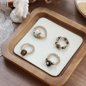 Bague perlée originale faite à la main pour femme, style Ins, en agate œil de tigre, pierre naturelle et perles de verre, forme en U - Product Image 4