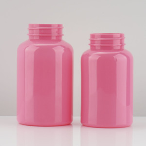 Pembe 300ml kapasiteli yuvarlak PET plastik şişe Vitamin kapsül konteyner ekran baskı hapları sıvı ambalaj vidalı kapak mühür - Product Image 1