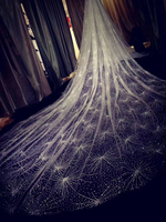 Voile de Mariée Cathédrale CYG 3,0 m de Long en Tulle Doux avec Paillettes Scintillantes