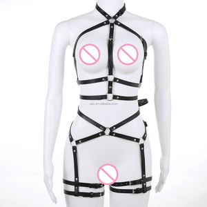 サックノヴ 51117 女性用セクシーランジェリー ネックブラ フルボディBDSMガーターベルト レザー 女性用ボンデージハーネス ランジェリー - Product Image 5