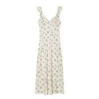 Robe midi chic et décontractée pour femme, nouvelle collection été 2026, imprimée, à volants, style rétro, sans manches