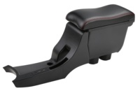 Boîte d'accoudoir en cuir PU à surface incurvée pour Nissan Sunny/Kicks Black 7 USB Slide Double Couches Design
