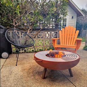 Brasero et barbecue au charbon de bois en acier corten résistant à la corrosion pour jardin extérieur - Product Image 5