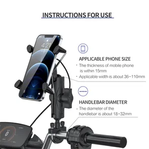 New Arrival Qi Wireless Charging 15W 360 Rotation Aluminum Motorcycle Bike Handlebar Mounted Mobile Phone Holder