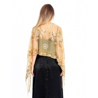 Femmes longue fleur de cajou scintillante écharpe maille Sequin mariage Cape frangée soirée châle Wrap Sequin Floral châles