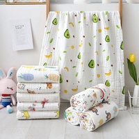 WF 100% tela de gasa de algodón doble oso marrón diseños de patrón de bebé impreso Toalla de baño transpirable manta para niños niñas