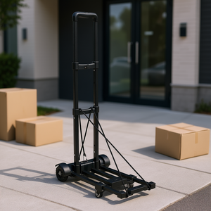 Carretilla de mano plegable de 4 ruedas con capacidad para 290 libras, carrito utilitario plegable para compras con cuerdas elásticas y base expandible - Product Image 2