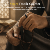 Anillo Inteligente Musulmán con Pantalla LED, Contador de Tasbih Zikr, Monitor de Ritmo Cardíaco y Sueño, Resistente al Agua IP68, Bluetooth para iOS y Android