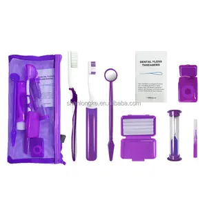 Set da viaggio dentale portatile personalizzato 8 pezzi a casa cura orale paziente pulito spazzolino da denti igiene Kit per ortodonzia
