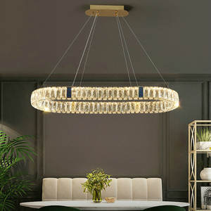 Candelabro de cristal posmoderno para comedor <span class=keywords><strong>y</strong></span> cocina, iluminación de isla, lámpara colgante Rectangular de tamaño medio - Product Image 4