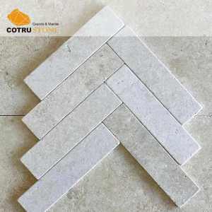 Pavés en pierre calcaire en chevrons Cotrustone, briques, beige naturel, pour sol de piscine, patio, pavés autobloquants, style antique - Product Image 1