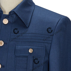 Cenne Des Graoom <span class=keywords><strong>Blue</strong></span> <span class=keywords><strong>Safari</strong></span> abiti da uomo blazer su misura pantaloni Business normale causale festa cantante sposo Prom - Product Image 4